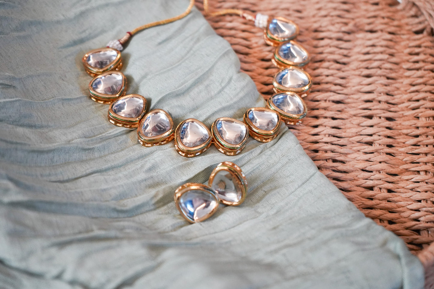 Kundan Necklace and Earrings Set - Traditional Indian Jewellery