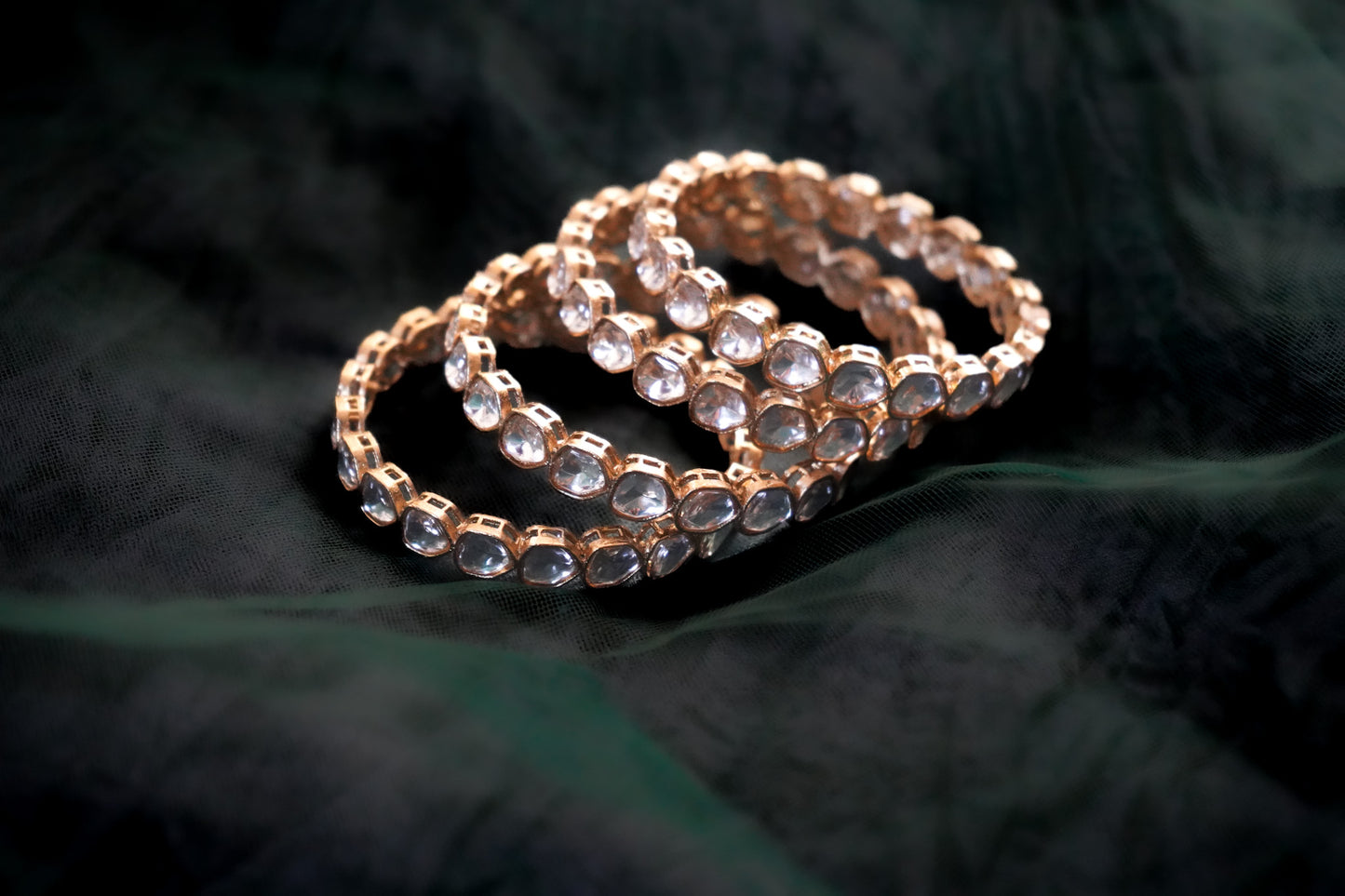 Gold-Tone Lightweight Kundan Bangles – Set of 2