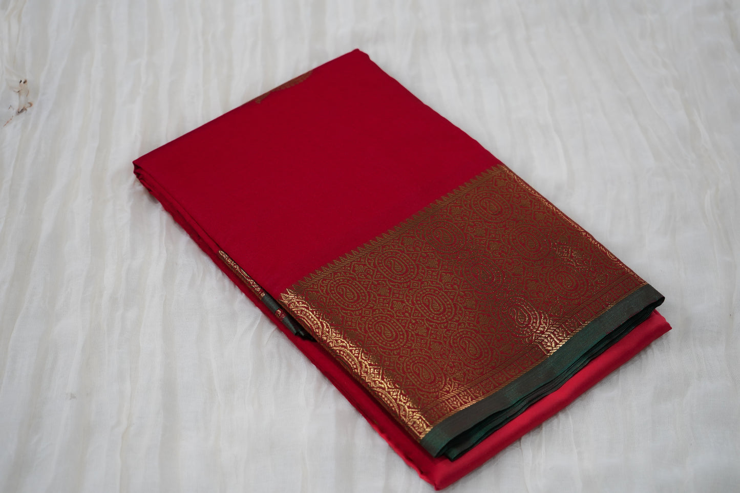 The Silk Softy Saree – Red & Green
