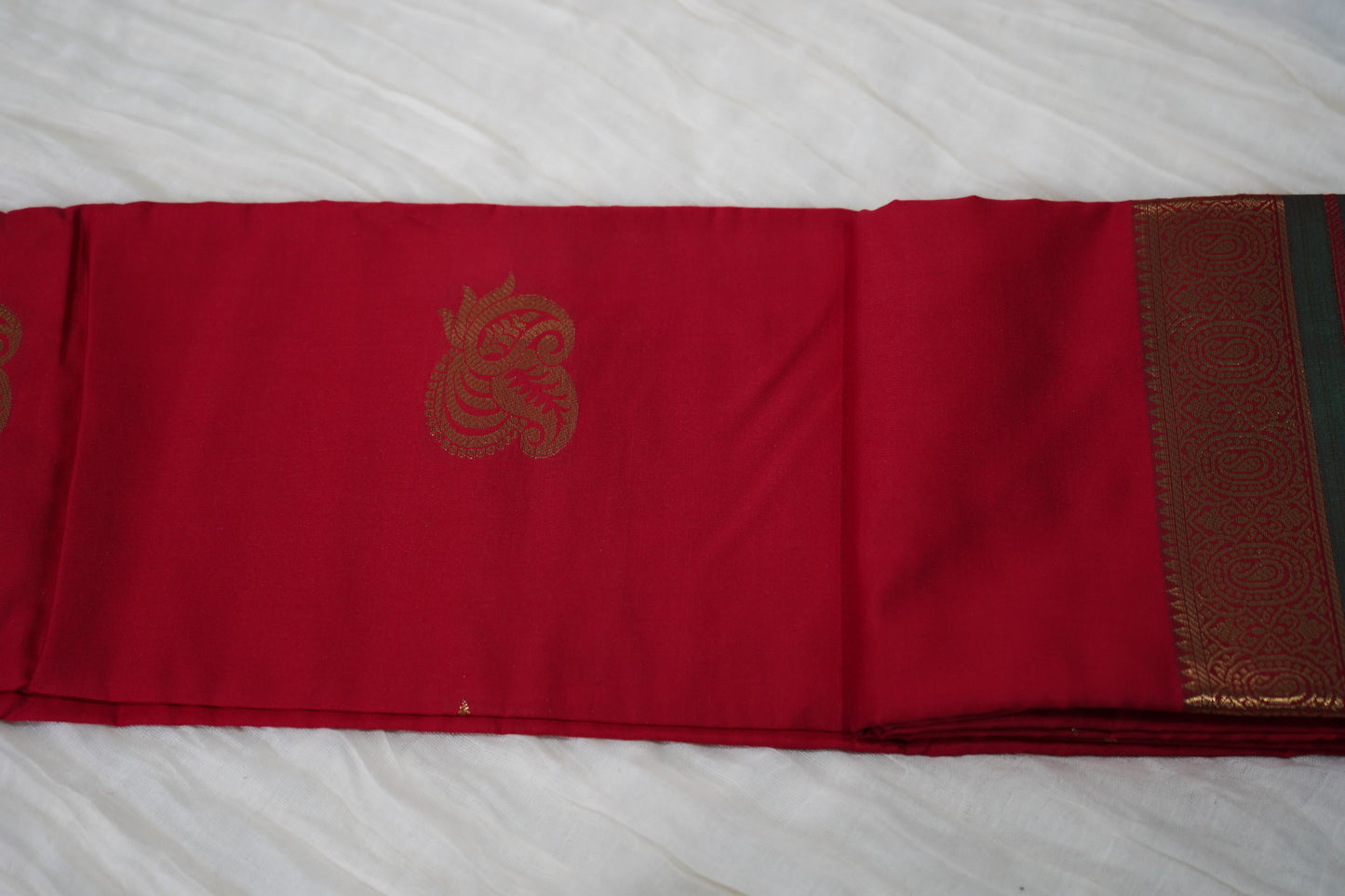 The Silk Softy Saree – Red & Green