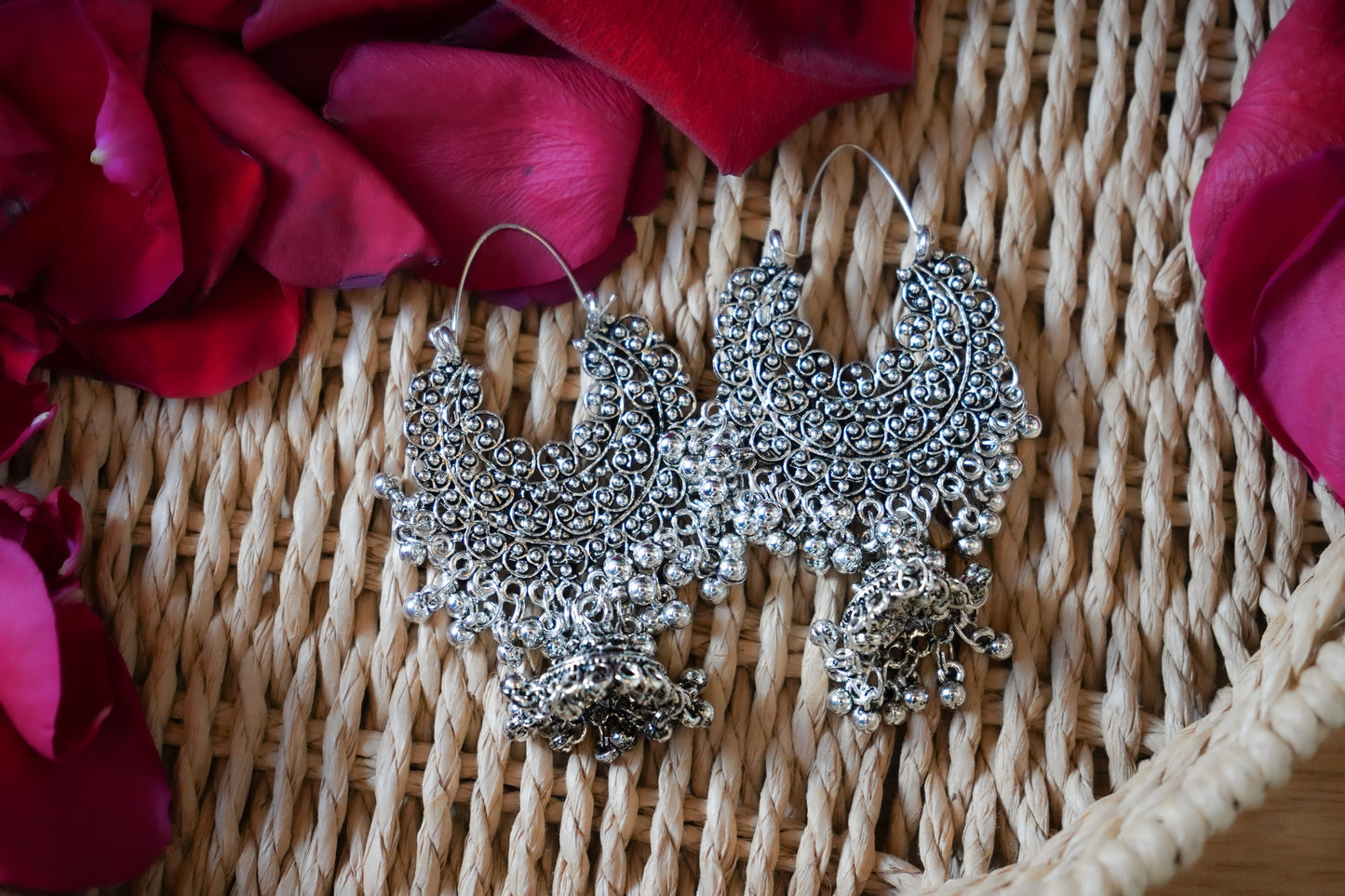 Oxidised Silver Hoop Jhumka Earrings – Statement Indian Jewellery