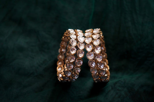 Gold-Tone Lightweight Kundan Bangles – Set of 2