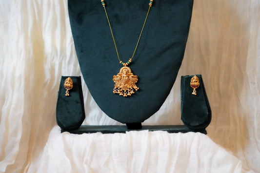 Indian Invisible Necklace, Temple Jewellery with Earrings | House of Kiraa