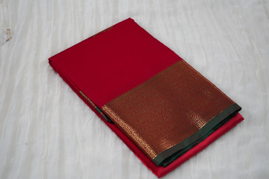 The Silk Softy Saree – Red & Green