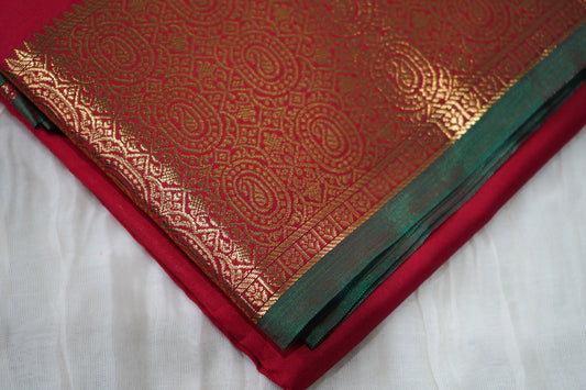 The Silk Softy Saree – Red & Green