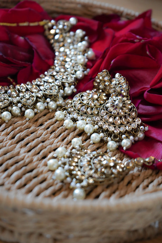 Gold Kundan Bridal Necklace Set with Earrings & Maang Tikka – House of Kira